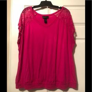 Lane Bryant Pink Blouse with Lace sleeves